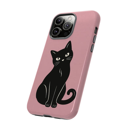 Minimalist Blush Pink & Black Cat Phone Case