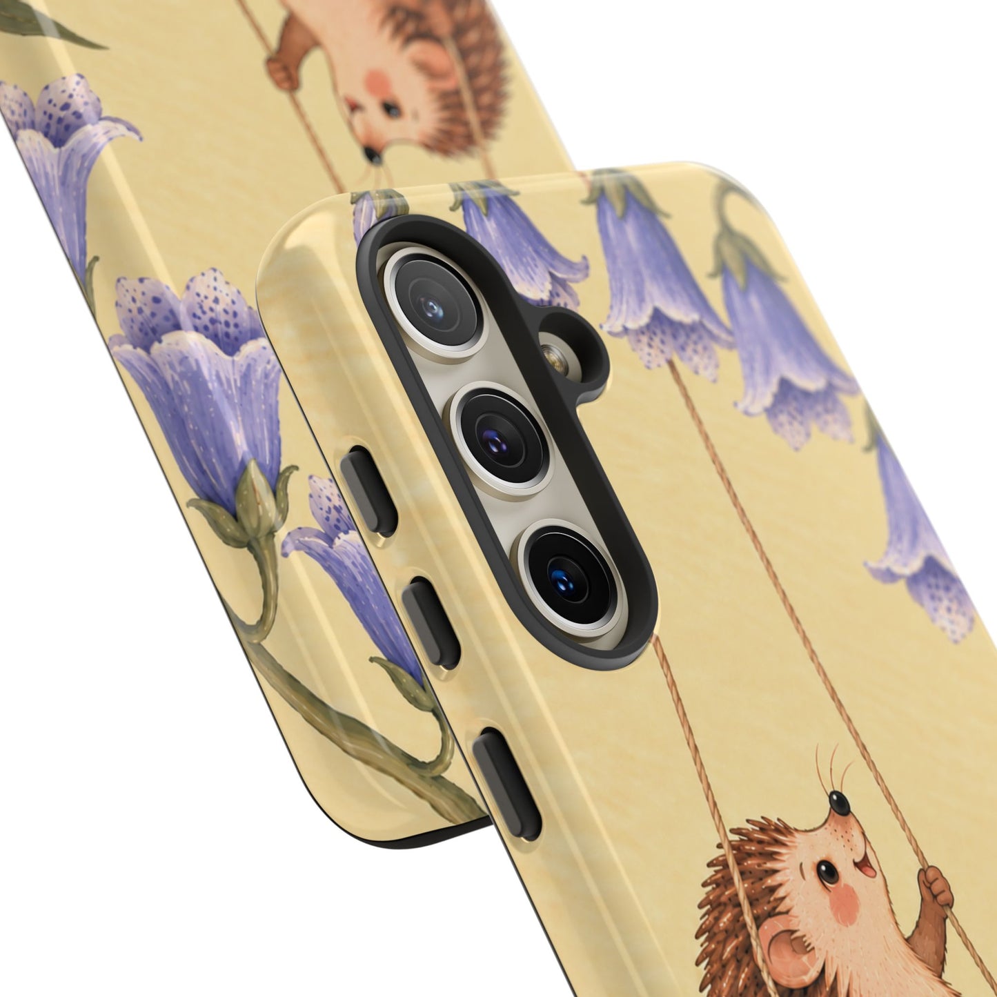 Whimsical Buttercream Hedgehog and Bluebell Phone Case - Yellow Phone Case
