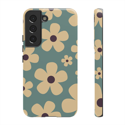 Cute Blue & Cream Daisy Pattern Phone Case - Blue Phone Case - Samsung Galaxy S22 / Glossy