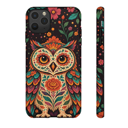 Vibrant Terracotta and Teal Calavera Owl Phone Case - Multicolor Phone Case - iPhone 11 Pro Max / Glossy