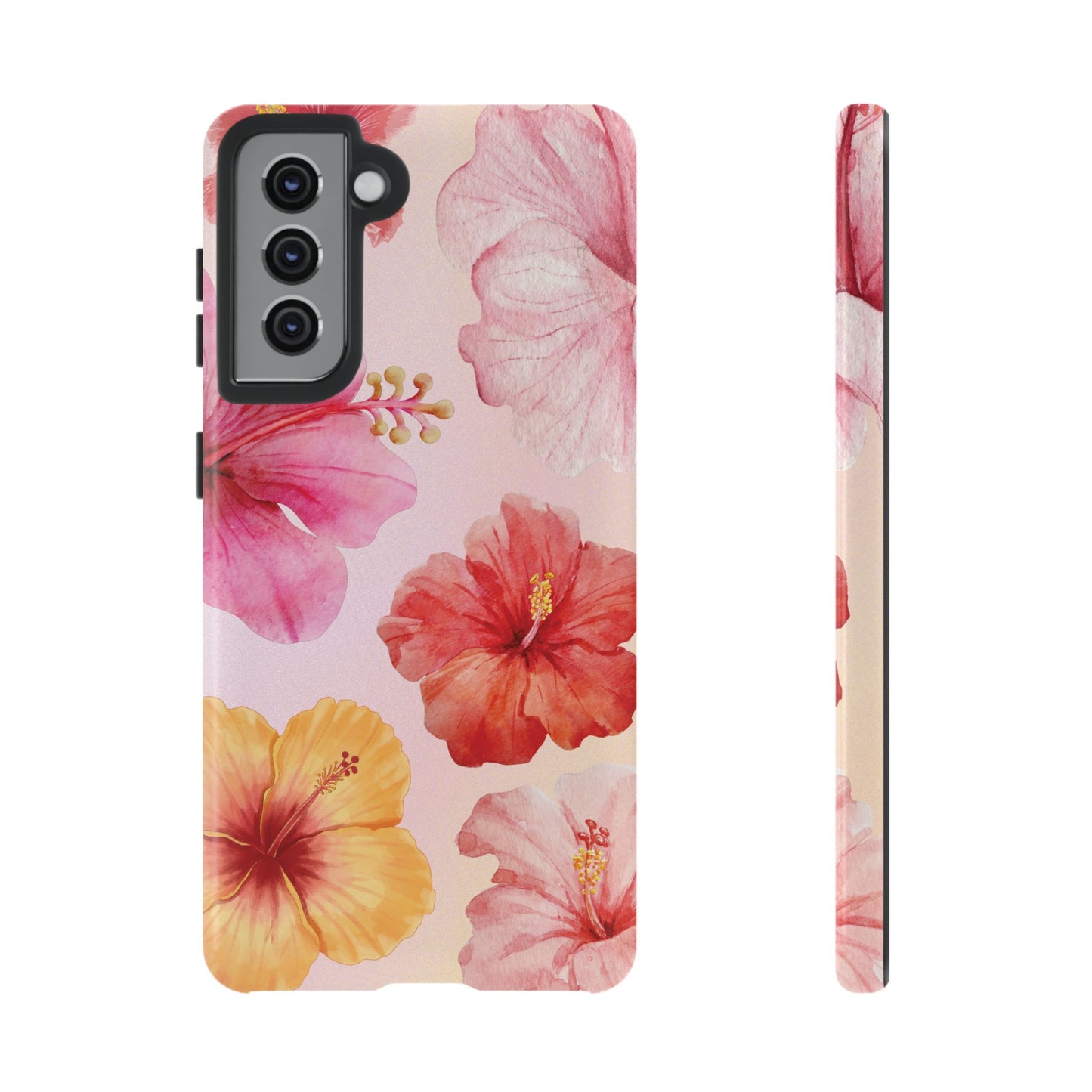 Samsung Galaxy S21 / Glossy Phone Case - ’Pink Hibiscus Pattern #1’ Phone Case