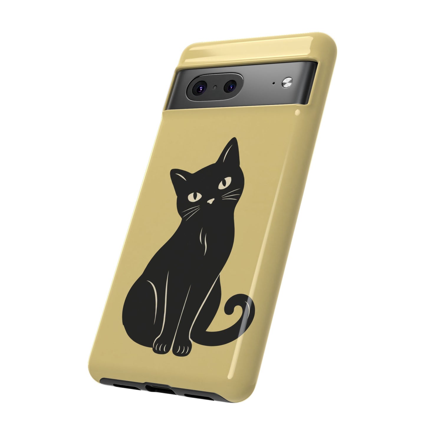 Minimalist Butter Yellow & Black Cat Phone Case