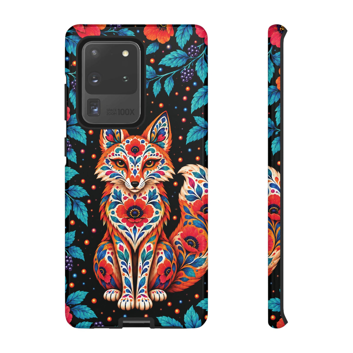 Vibrant Orange and Turquoise Calavera Fox Phone Case - Multicolor Phone Case - Samsung Galaxy S20 Ultra / Glossy