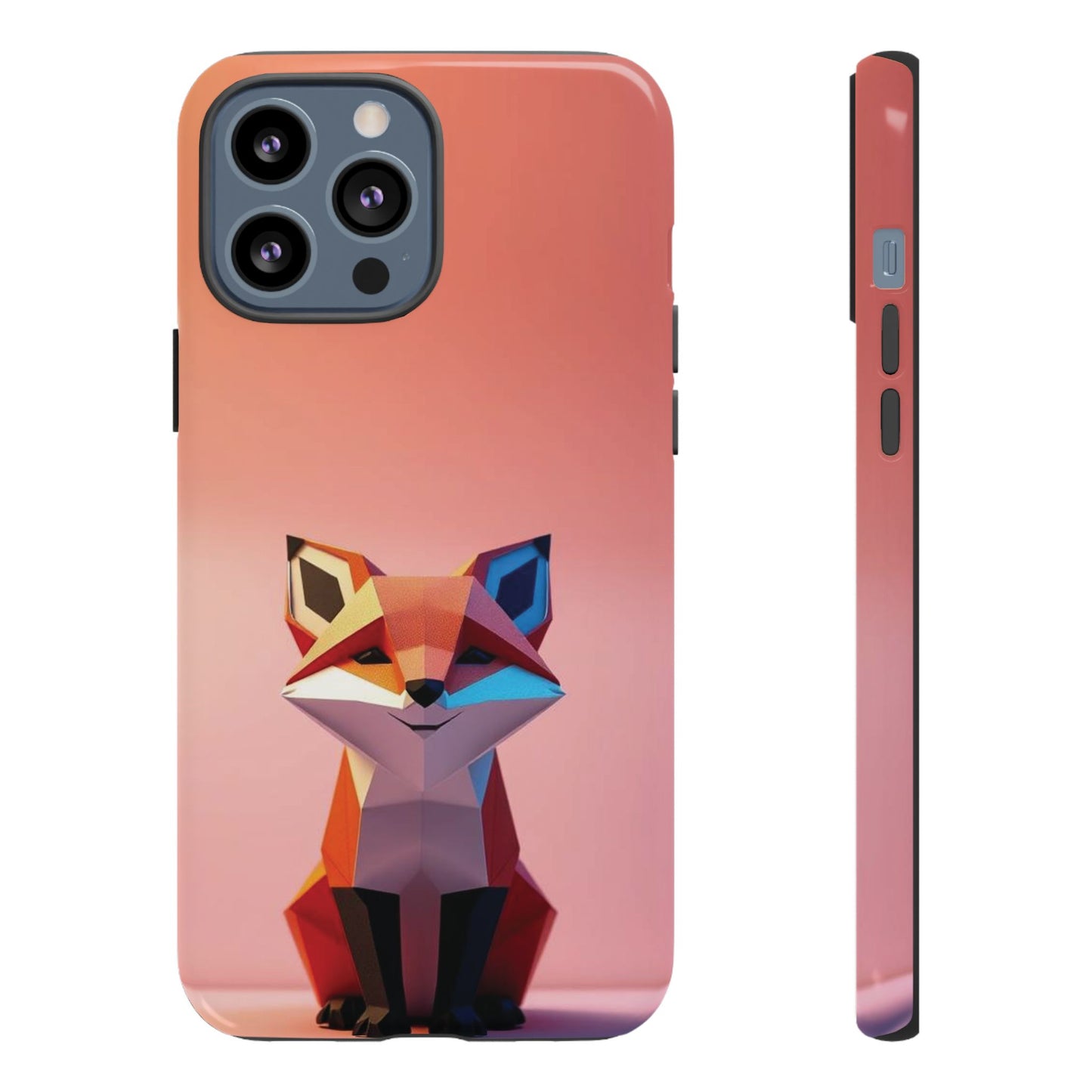 iPhone 13 Pro Max / Glossy Phone Case - Origami Fox Design Phone Case