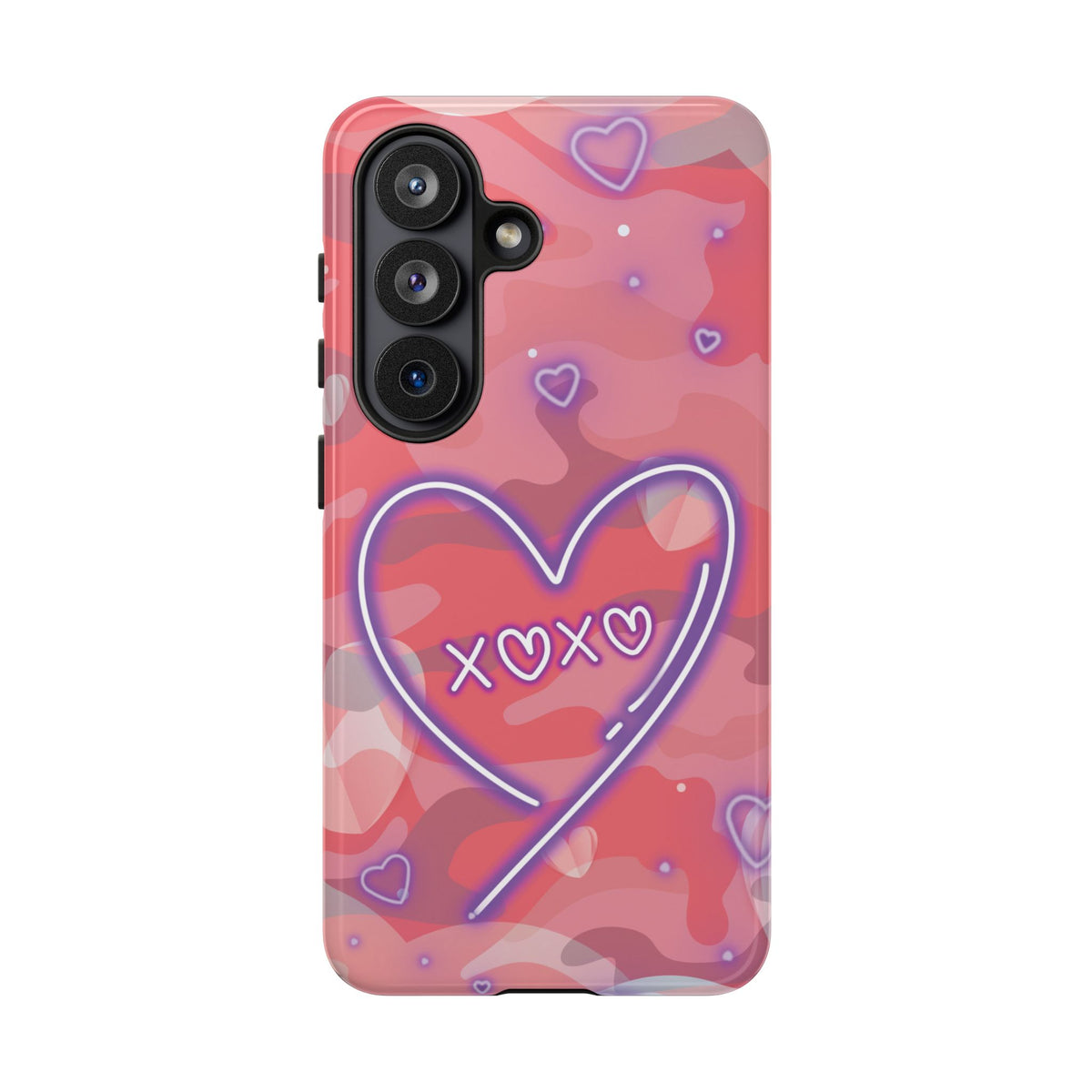 Love Heart Neon Camo Phone Case - Pink Phone Case - Samsung Galaxy S26 / Glossy