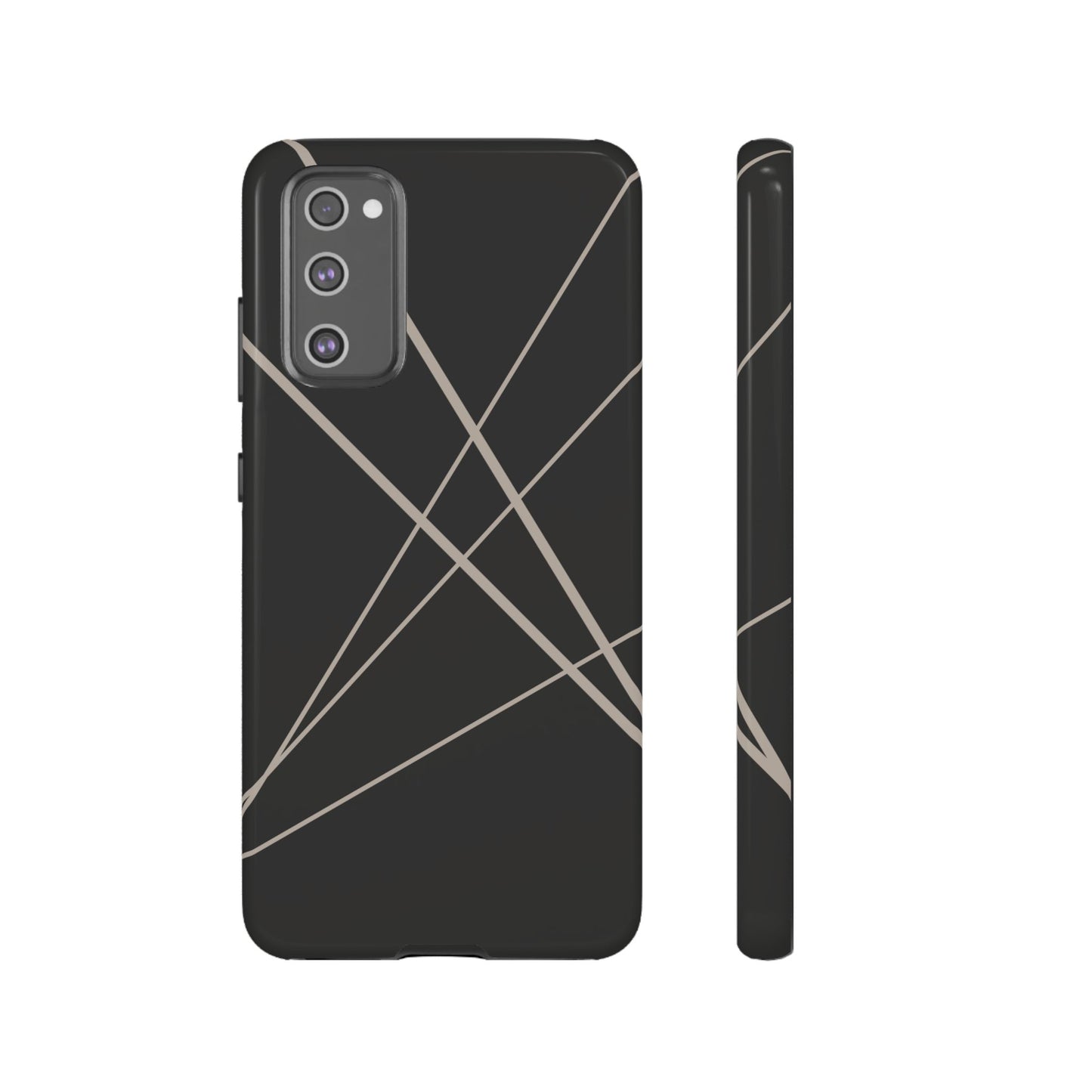 Samsung Galaxy S20 FE / Glossy Phone Case - Abstract Black with Grey Lines Phone Case