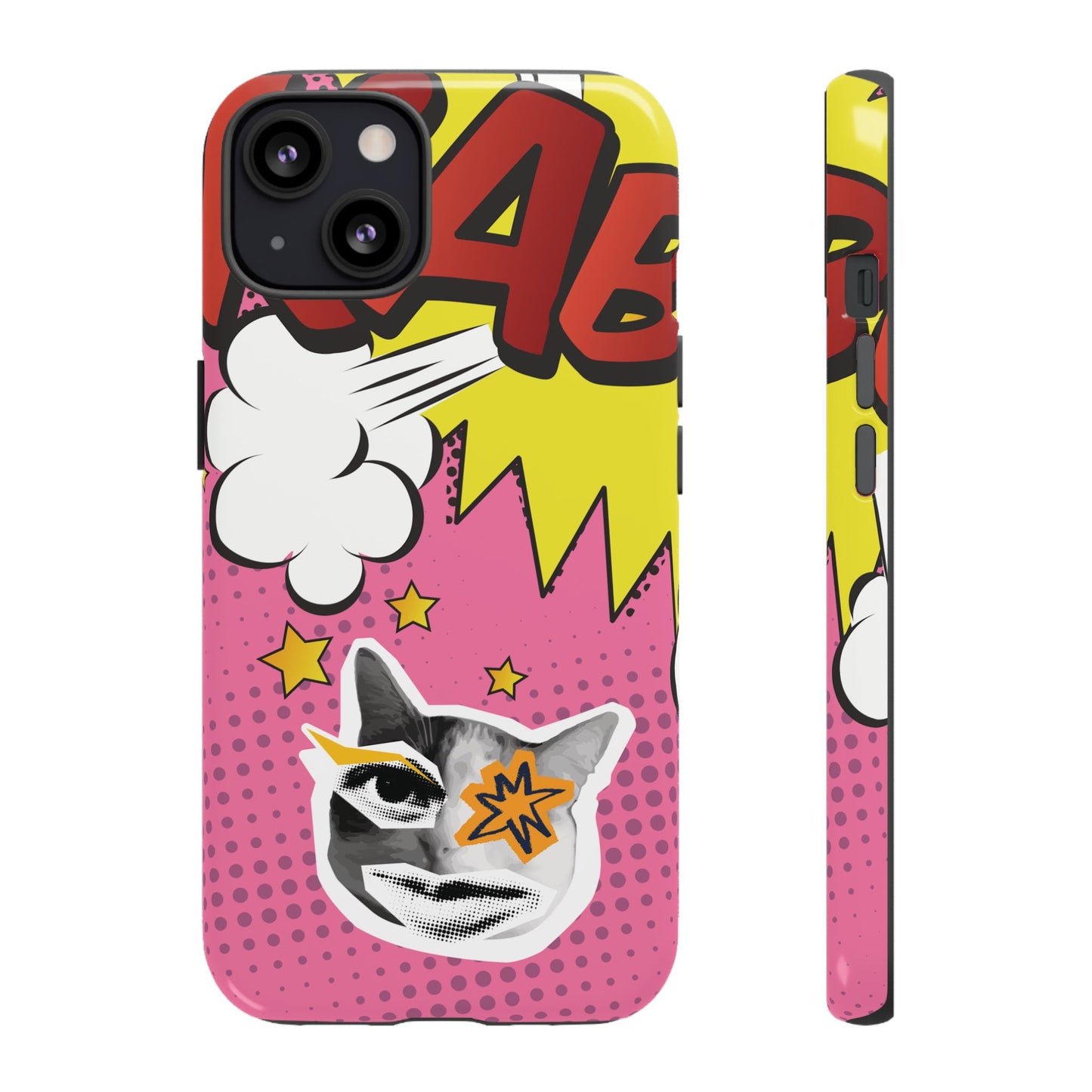 Bold Pink Pop Art Cat Phone Case - Pink Phone Case - iPhone 13 / Glossy