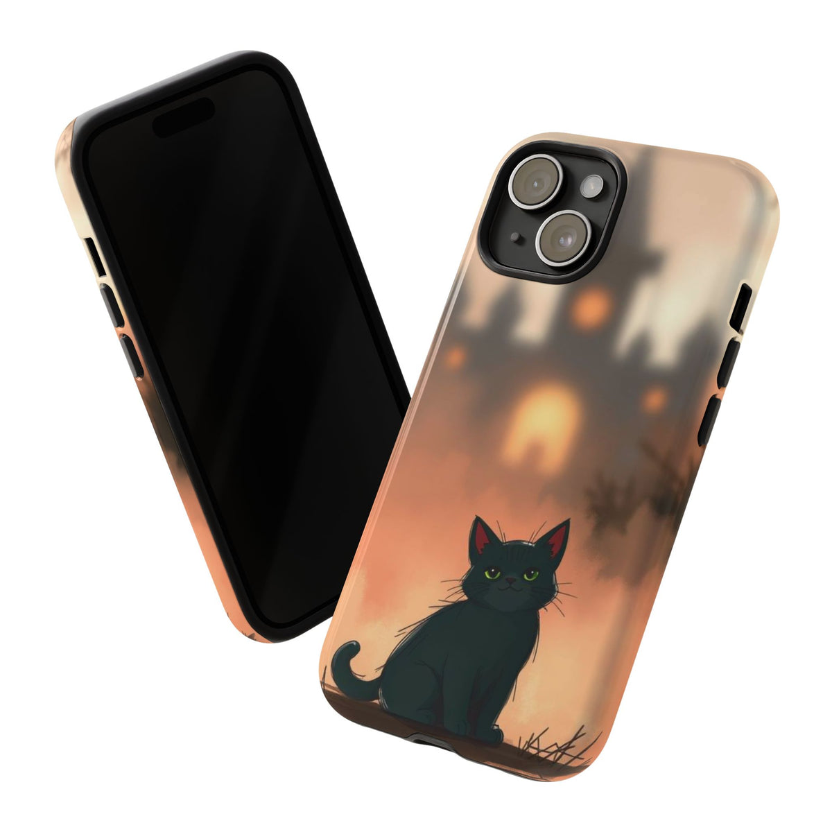 Cute Gothic Cat Design Phone Case - Multicolor Phone Case
