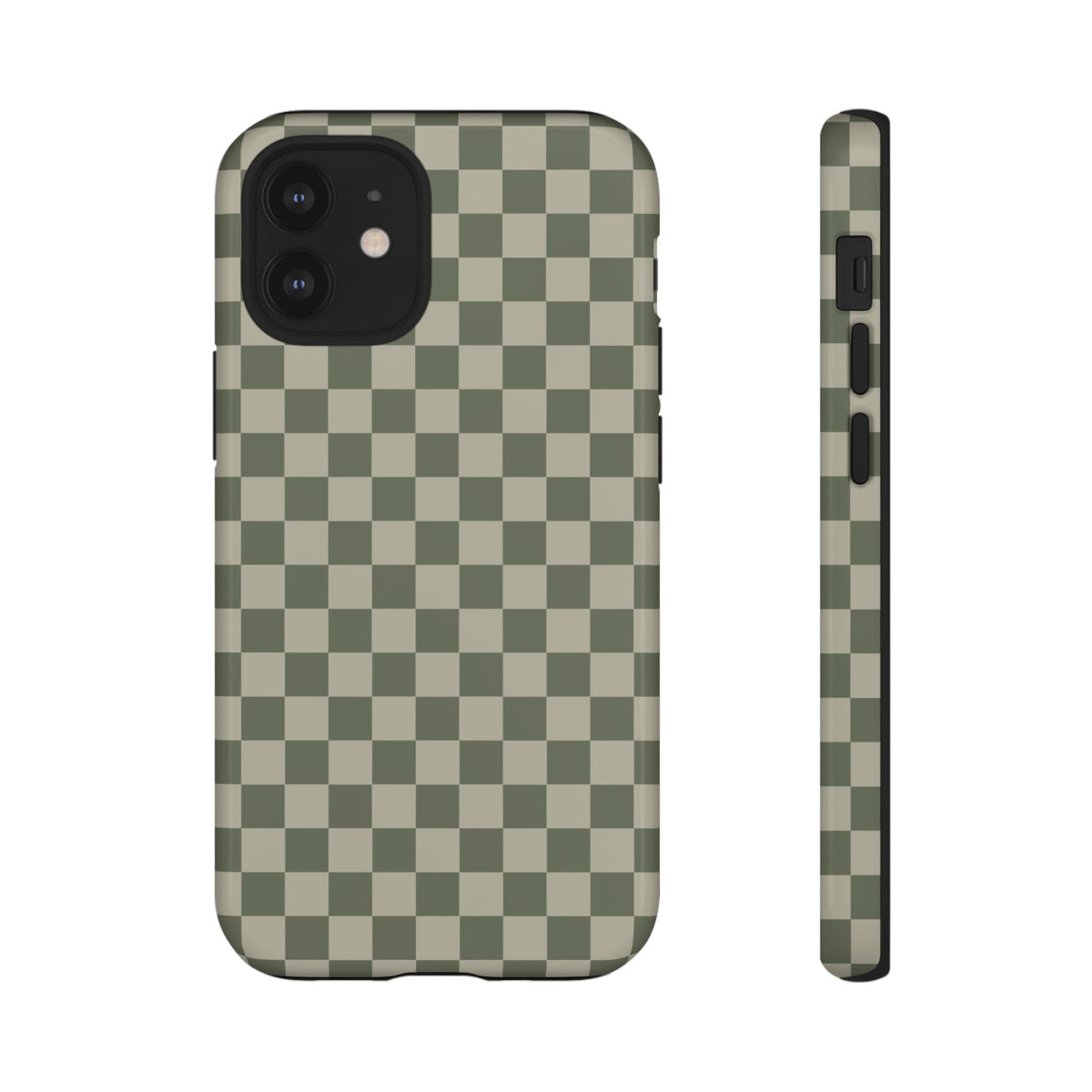 Bold Olive Green Checked Pattern Phone Case - Green Phone Case - iPhone 12 Mini / Glossy