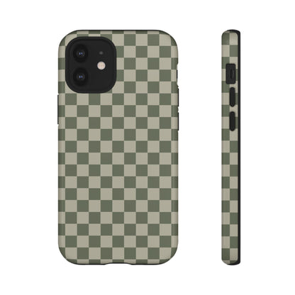 Bold Olive Green Checked Pattern Phone Case - Green Phone Case - iPhone 12 Mini / Glossy