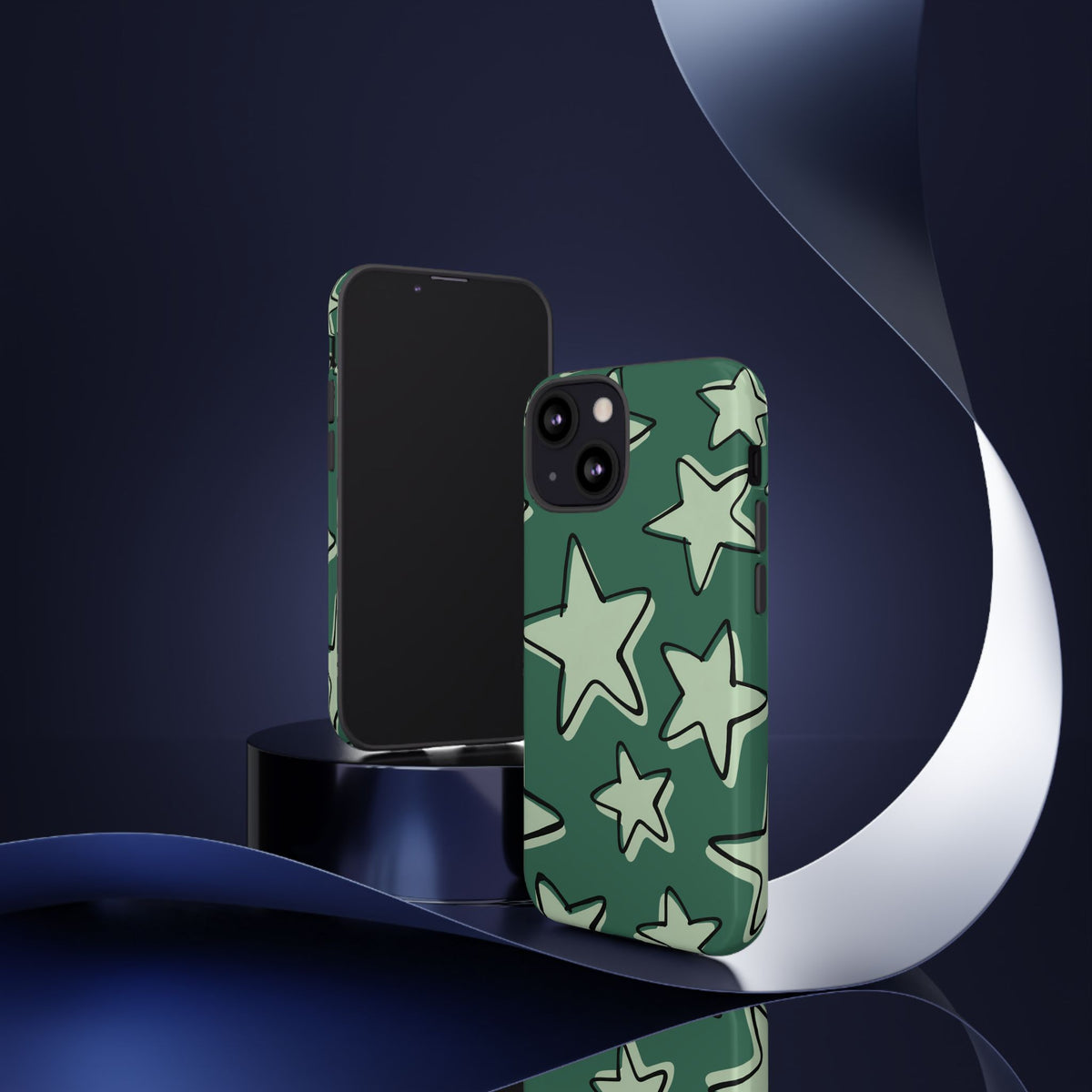 Forest Green Doodle Star Phone Case