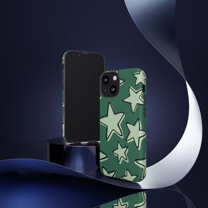 Forest Green Doodle Star Phone Case