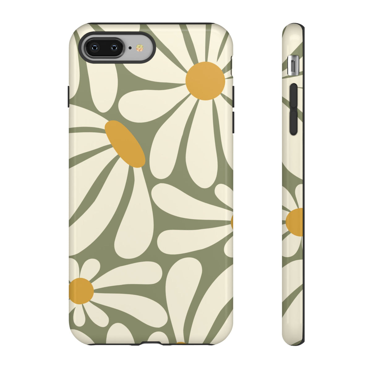 Retro Green Daisy Pattern #1 Phone Case - Green Phone Case - iPhone 8 Plus / Glossy