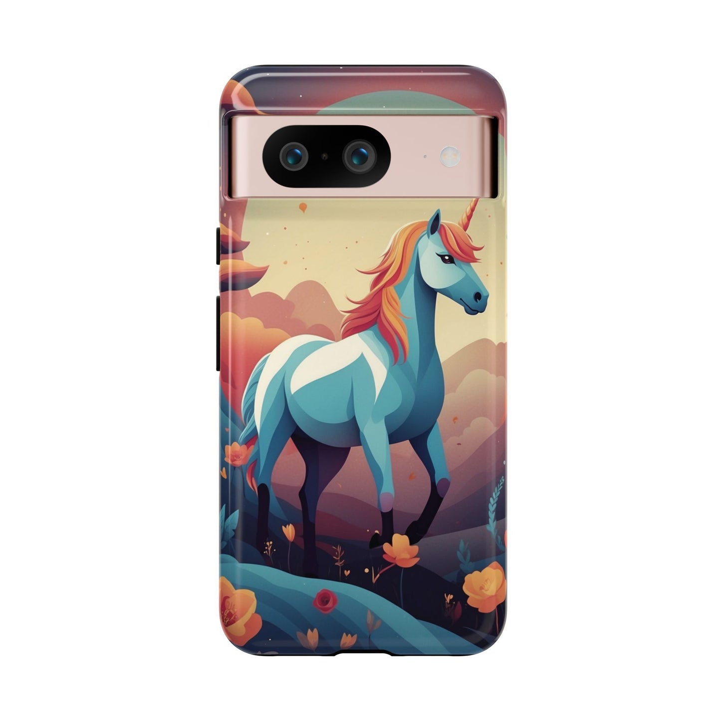 Google Pixel 8 / Glossy Phone Case - Stylised Unicorn Design Phone Case