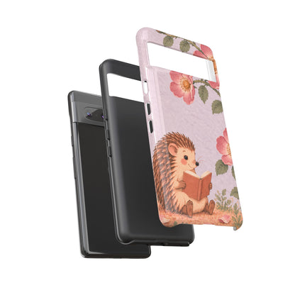 Whimsical Lilac Hedgehog and Wild Rose Phone Case - Purple Phone Case