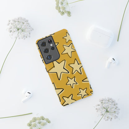 Golden Yellow Doodle Star Phone Case