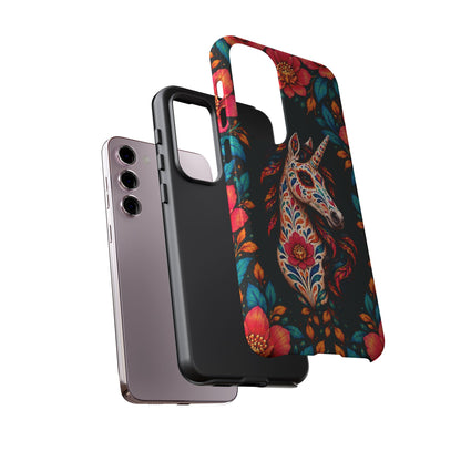Elegant Pink and Turquoise Calavera Unicorn Phone Case - Phone Case