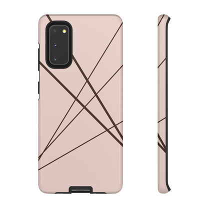 Abstract Pink with Brown Lines Phone Case - Pink Phone Case - Samsung Galaxy S20 / Glossy