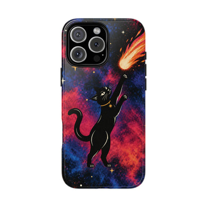 Whimsical Multicolour Celestial Black Cat Phone Case