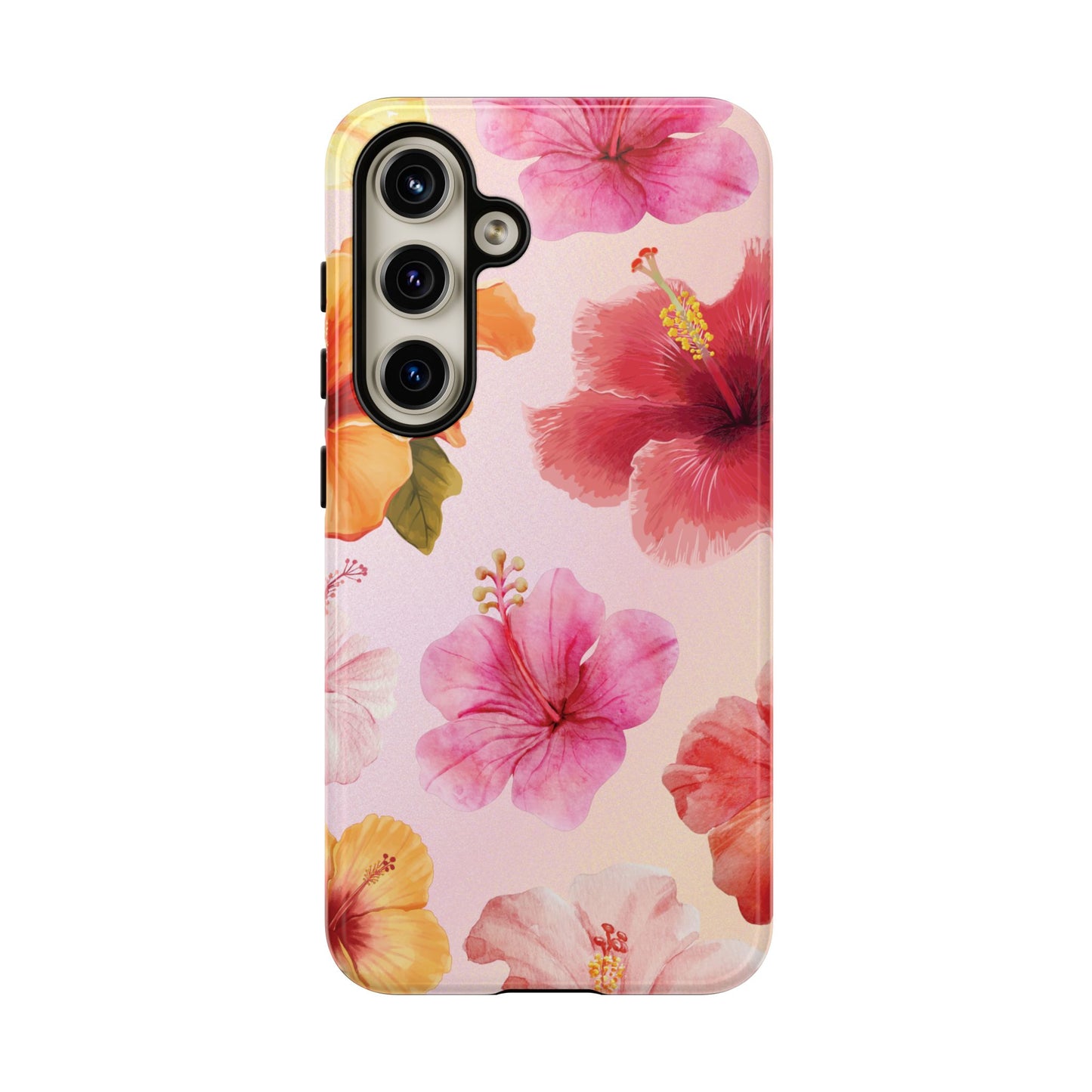 Samsung Galaxy S24 / Glossy Phone Case - ’Pink Hibiscus Pattern #2’ Phone Case