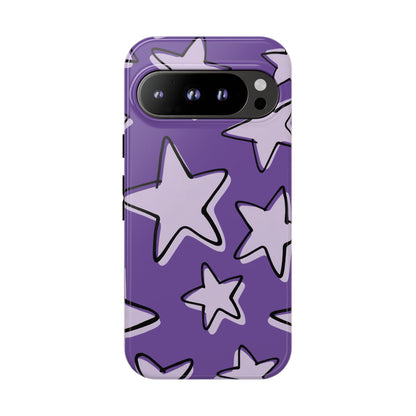 Violet Purple Doodle Star Phone Case
