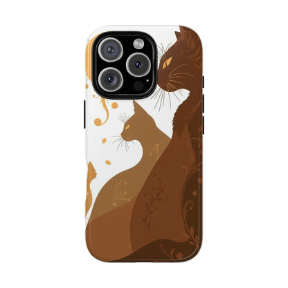 iPhone 16 Pro / Glossy Phone Case - Abstract Cat Pattern Design Phone Case