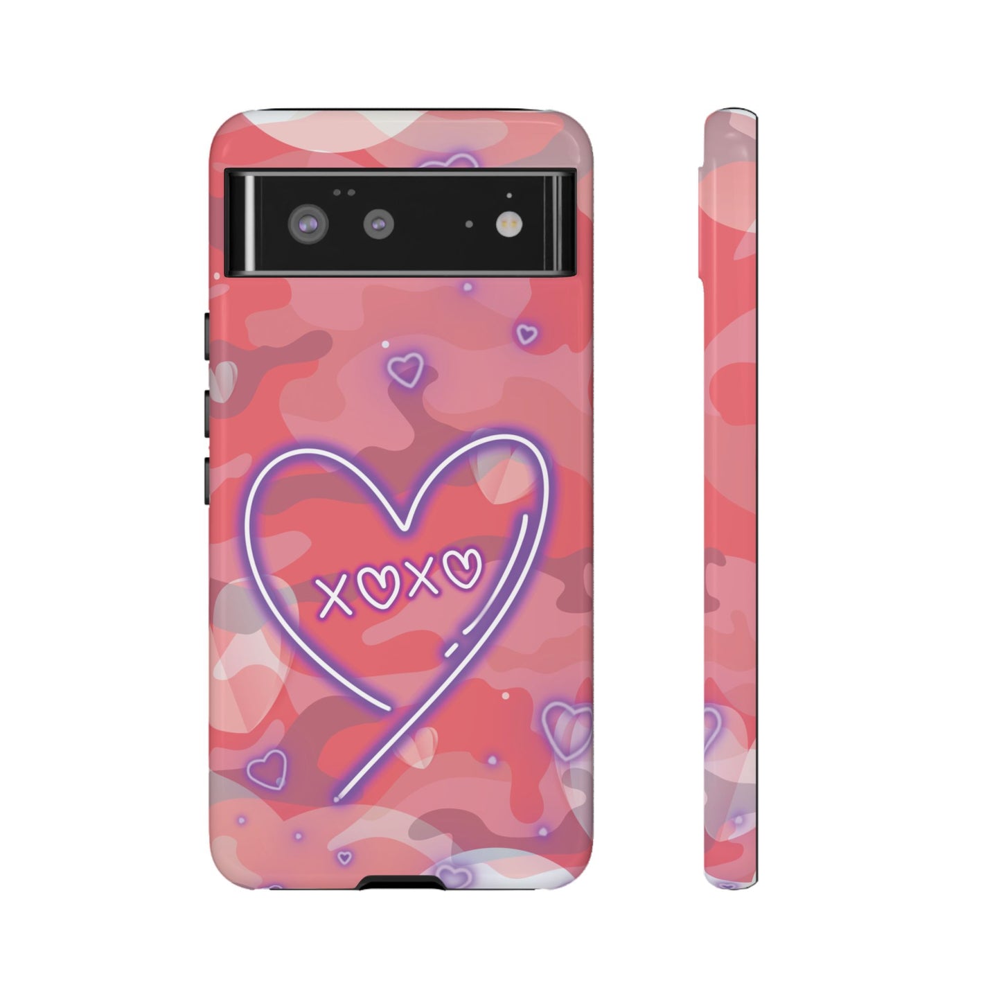 Love Heart Neon Camo Phone Case - Pink Phone Case - Google Pixel 6 / Glossy