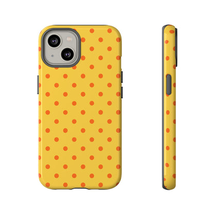 iPhone 14 / Glossy Phone Case - Trendy Yellow & Orange Dot Pattern Phone Case