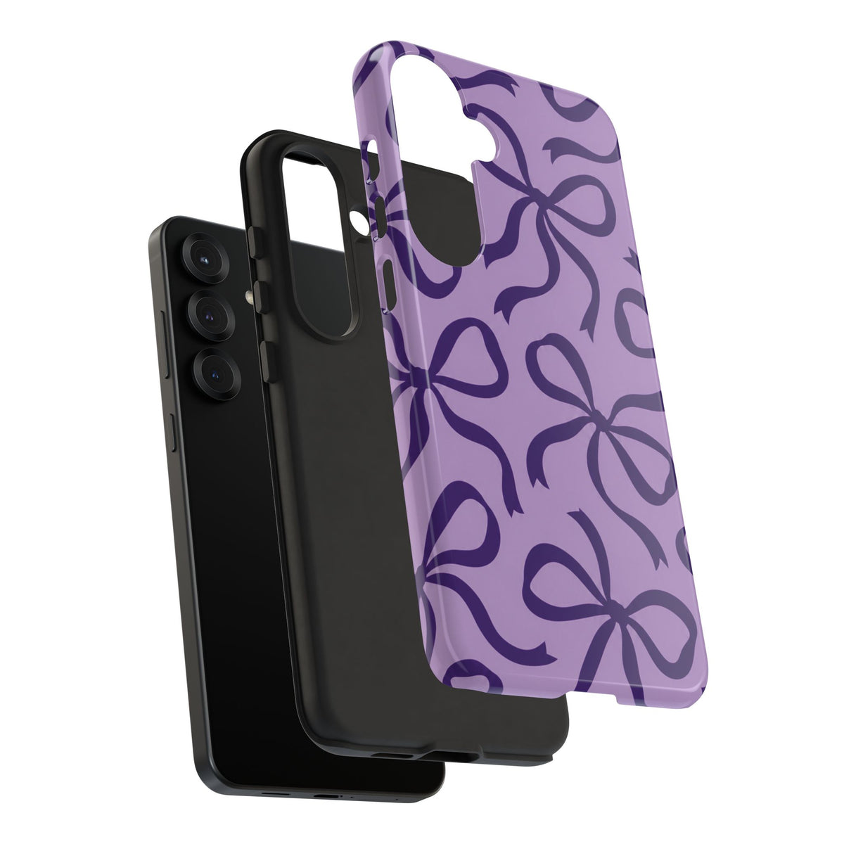 Bold Lilac and Deep Purple Bow Pattern Phone Case