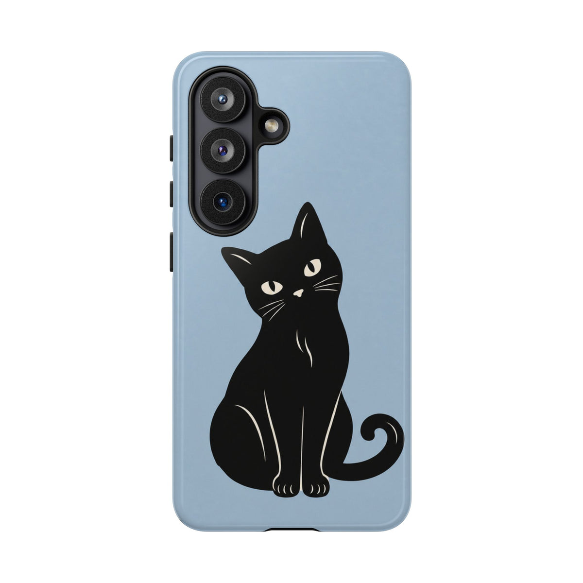 Minimalist Powder Blue & Black Cat Phone Case