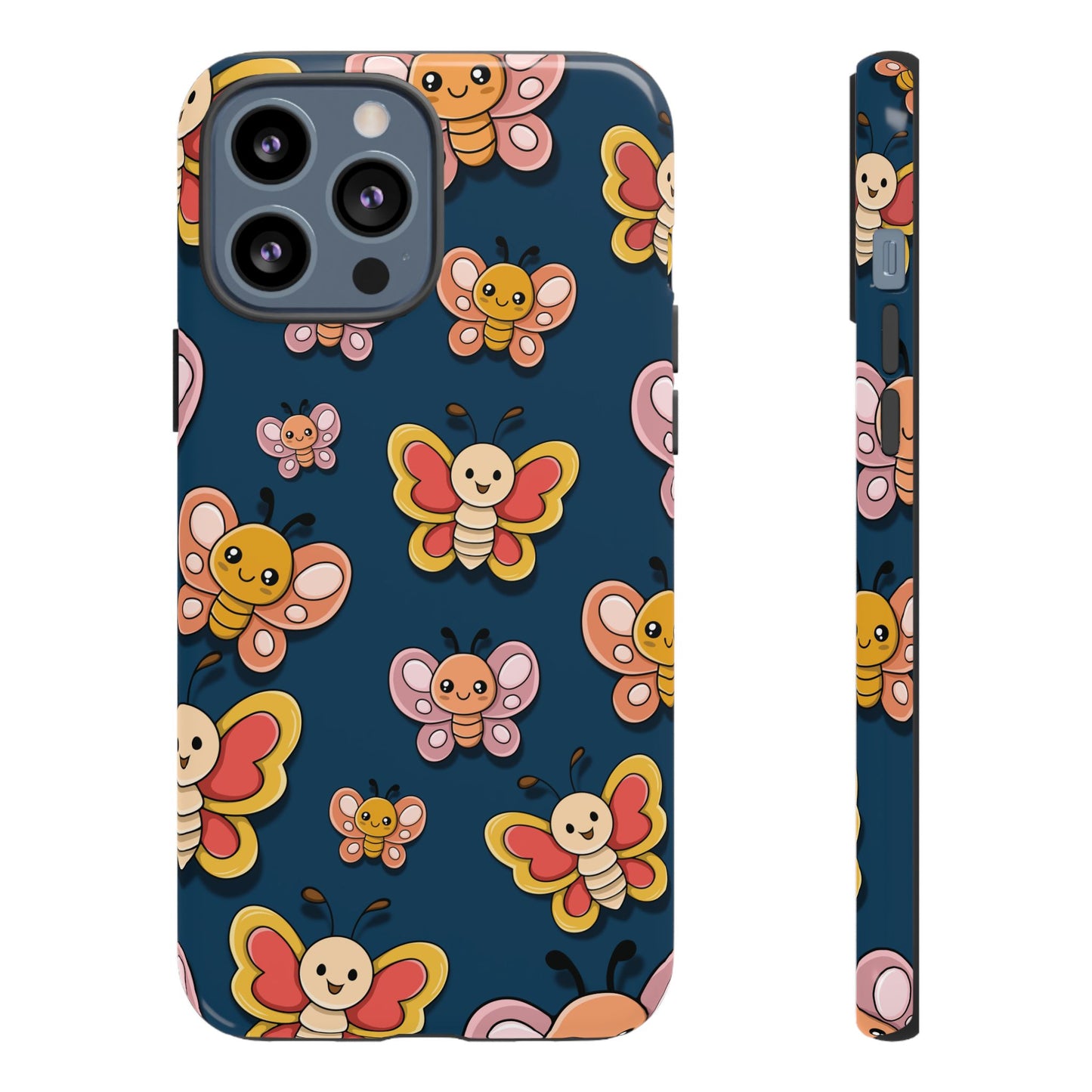 Dark Blue Butterfly Sticker Design Phone Case - Blue Phone Case - iPhone 13 Pro Max / Glossy