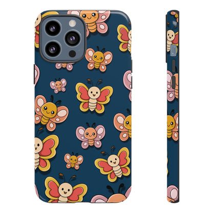 Dark Blue Butterfly Sticker Design Phone Case - Blue Phone Case - iPhone 13 Pro Max / Glossy