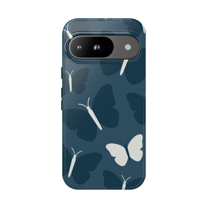 Minimalist Dark Blue Butterfly Pattern Phone Case - Blue Phone Case - Google Pixel 9 / Glossy