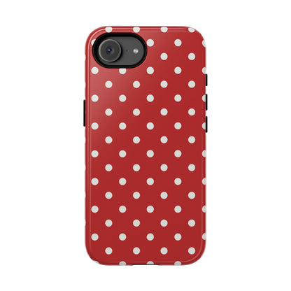 Red with White Dot Pattern Phone Case - Red Phone Case - iPhone 17e / Glossy