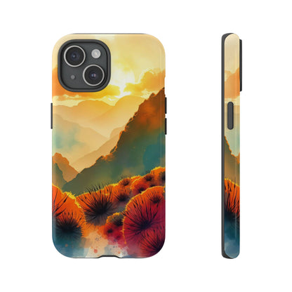 iPhone 15 / Glossy Phone Case - Ideallic Watercolour Sunset Design Phone Case
