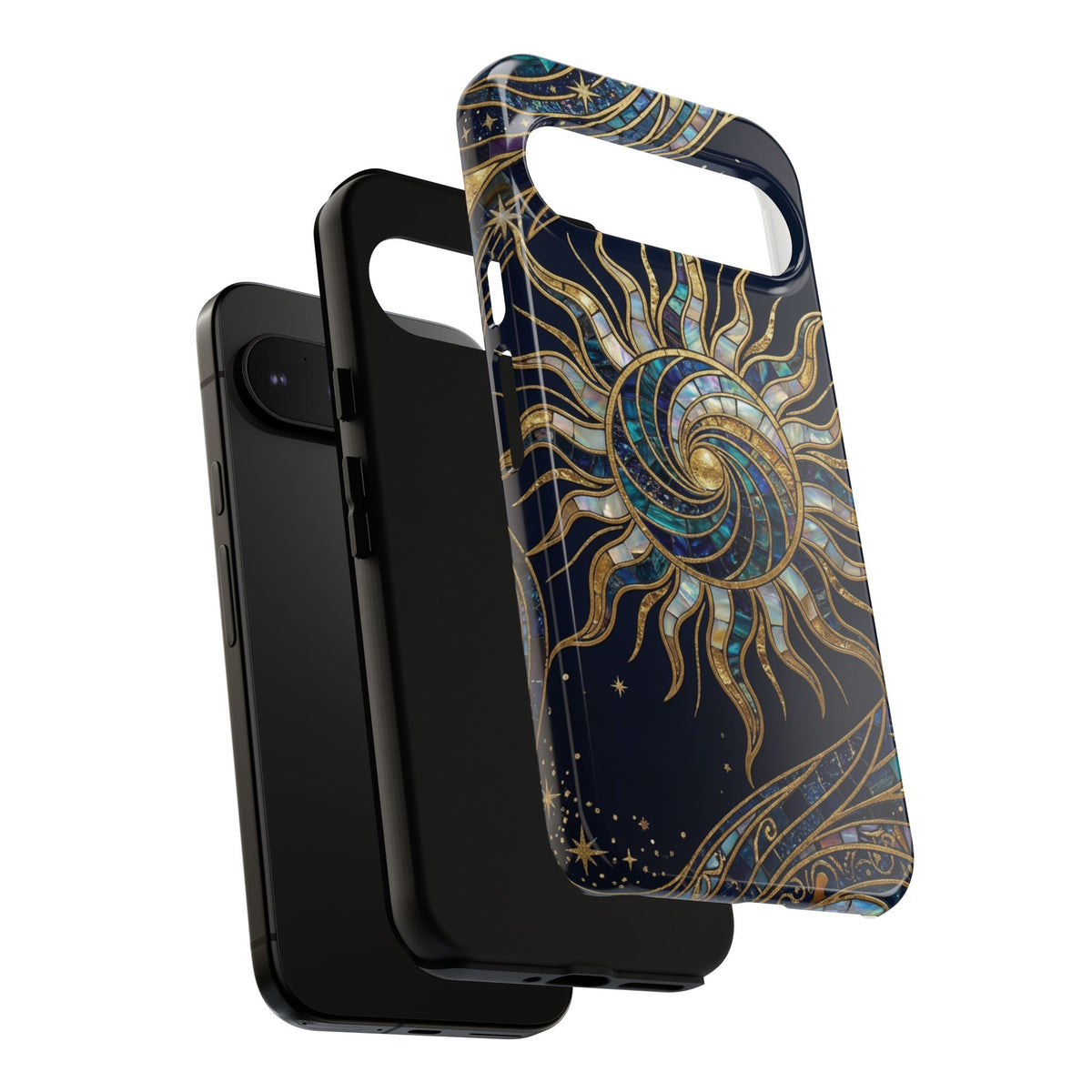 Elegant Navy & Gold Solar Spiral Phone Case