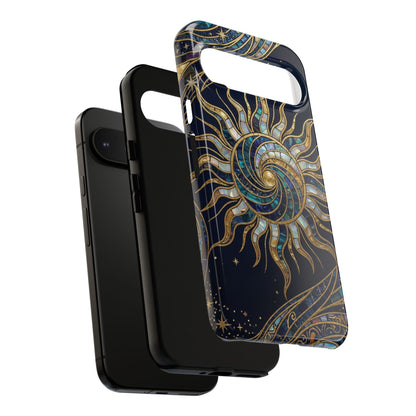 Elegant Navy & Gold Solar Spiral Phone Case