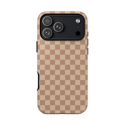 Bold Tan Small Checked Pattern Phone Case - Brown Phone Case - iPhone 18 Pro Max / Glossy