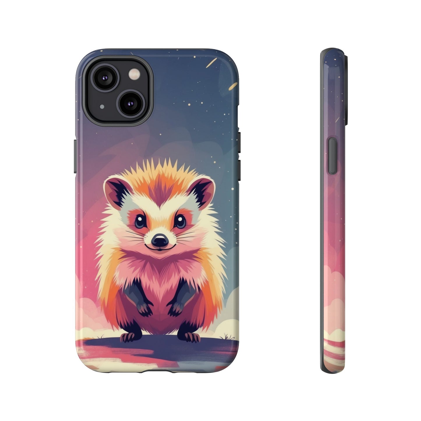 iPhone 14 Plus / Glossy Phone Case - Stylised Hedgehog Design Phone Case