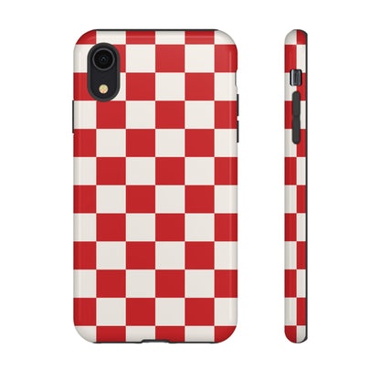 Red Checked Pattern Phone Case - Red Phone Case - iPhone XR / Glossy
