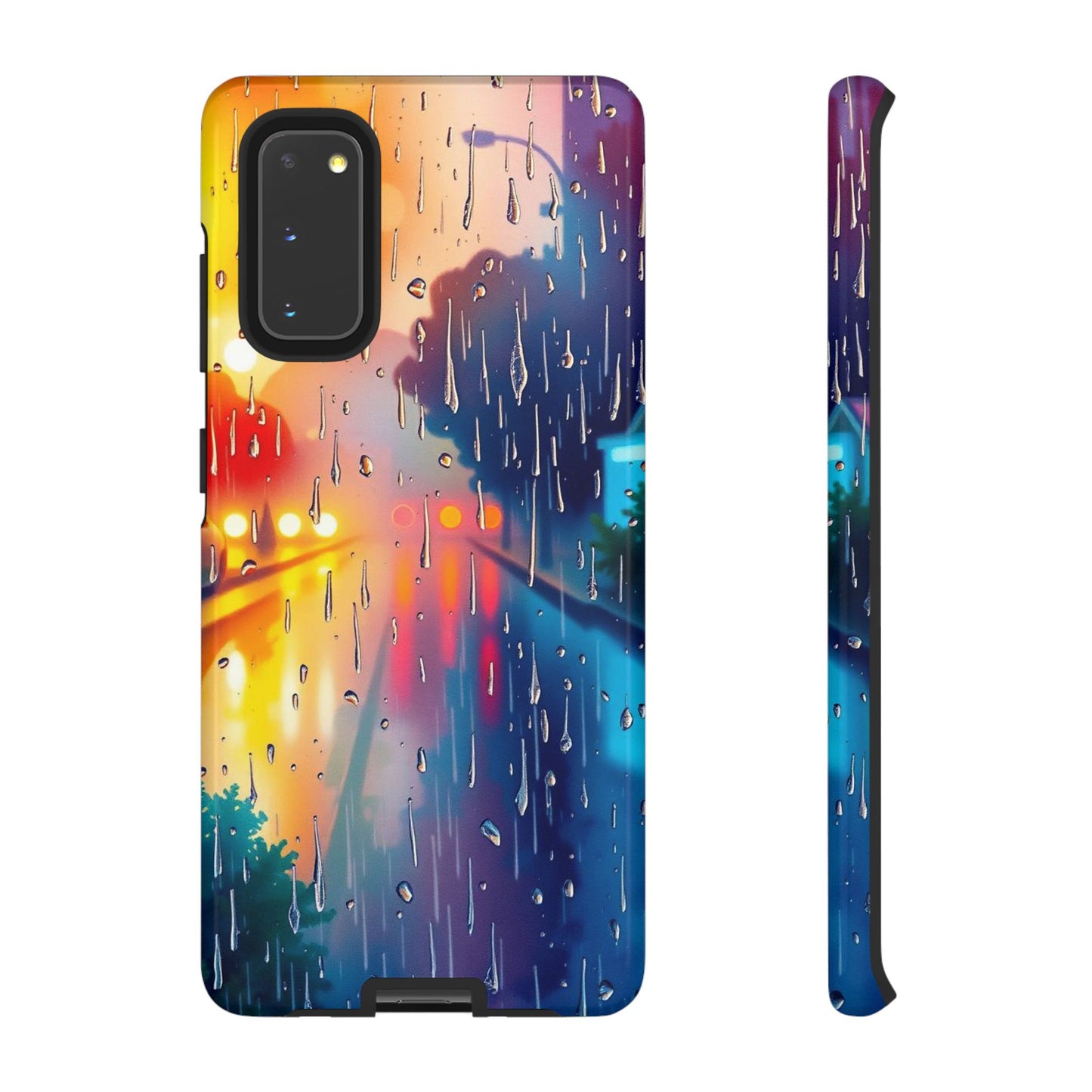 Samsung Galaxy S20 / Glossy Phone Case - Electric Rain Watercolour Design Phone Case