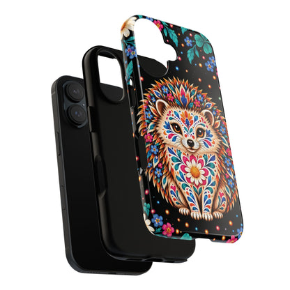 Vibrant Orange and Turquoise Calavera Hedgehog Phone Case - Multicolor Phone Case