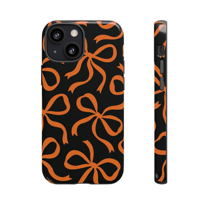 Bold Black and Burnt Orange Bow Pattern Phone Case