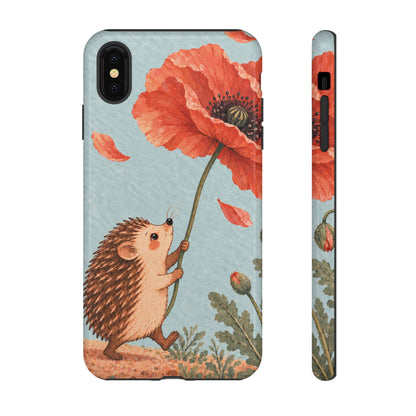 Whimsical Pale Blue Hedgehog and Poppy Phone Case - Blue Phone Case - iPhone XS MAX / Glossy