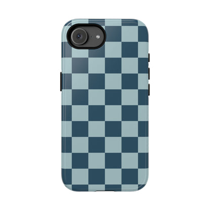 Blue Checked Pattern Phone Case - Blue Phone Case - iPhone 17e / Glossy
