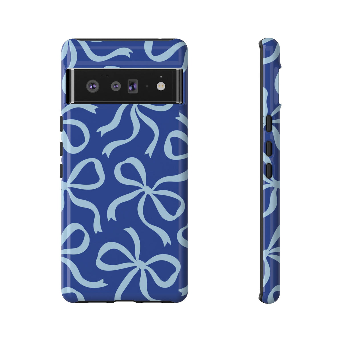 Bold Cobalt Blue and Powder Blue Bow Pattern Phone Case