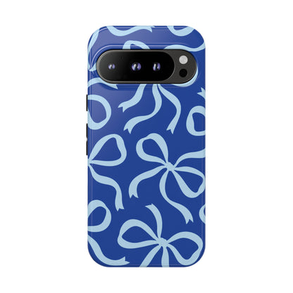 Bold Cobalt Blue and Powder Blue Bow Pattern Phone Case