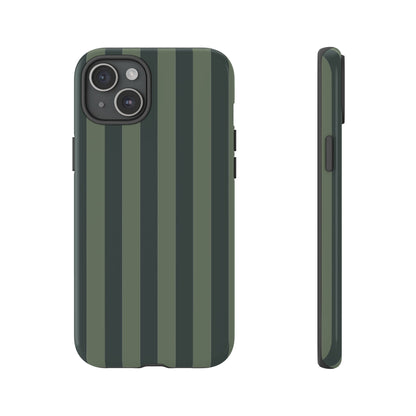 Dark Green Stripe Pattern Phone Case - Green Phone Case - iPhone 15 Plus / Glossy