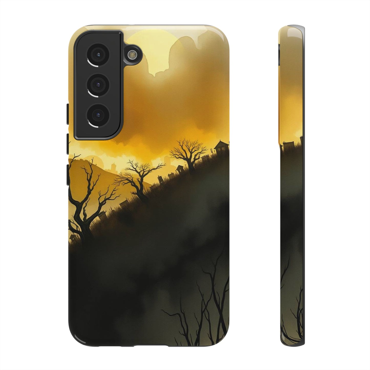 Samsung Galaxy S22 / Glossy Phone Case - Eerie Graveyard Watercolour Design Phone Case