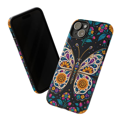 Vibrant Purple and Teal Calavera Butterfly Phone Case - Multicolor Phone Case